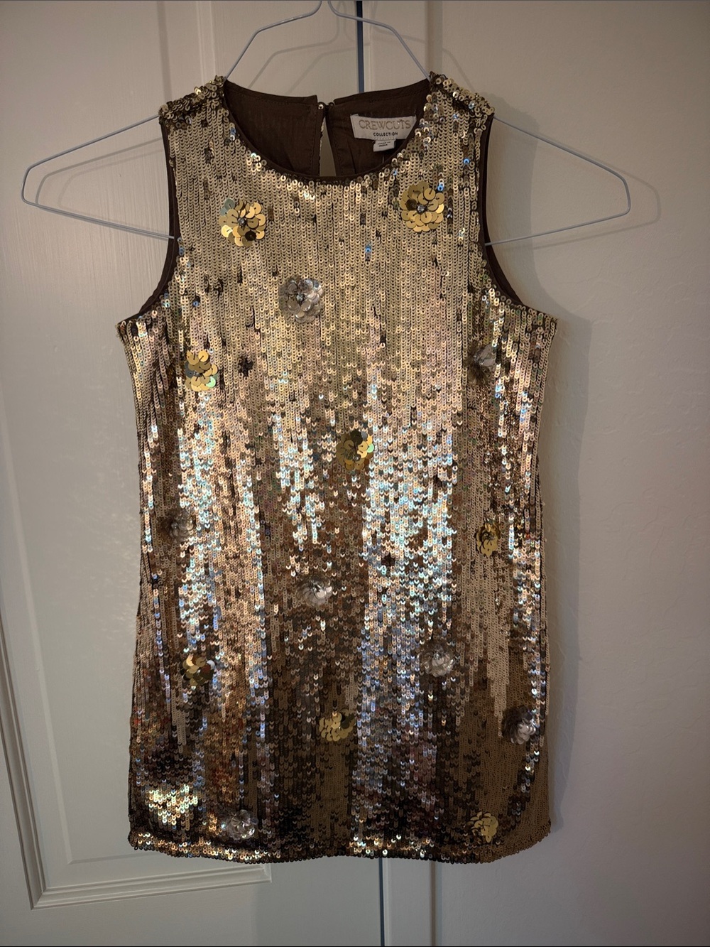 J Crew Crewcuts Kids - Gold Sequin Sleeveless Shift Dress